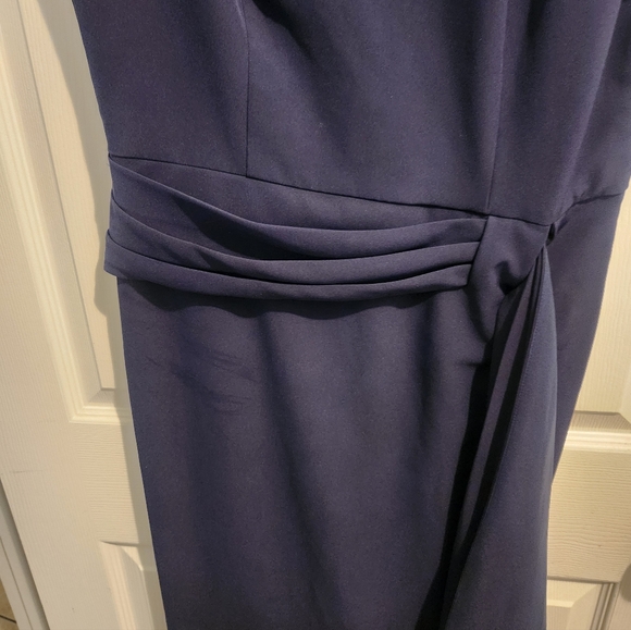 Kay Unger Dress Raven Draped Sheath Midnight Blue - Picture 6 of 7